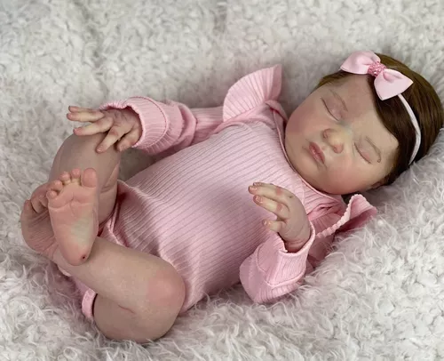 Bebê Reborn Menina Realista Toda Em Silicone Sólido Molinho