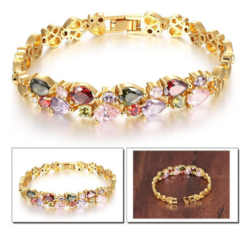 Pulseira De Cobre De Zircônio De Dois Tons Brilha
