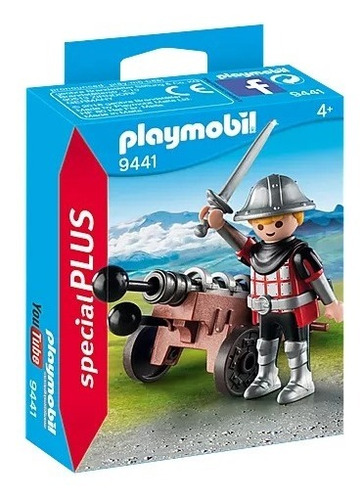 Figura Armable Playmobil Caballero Con Cañón 14 Piezas