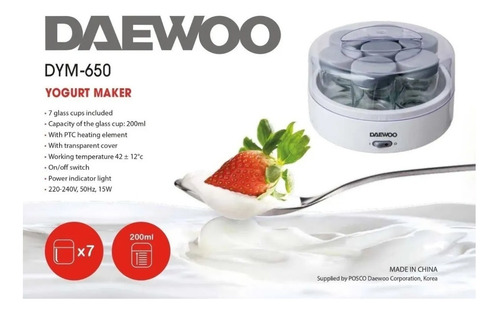 Imagen 2 de 6 de Yogurtera Daewoo Dym650 Fabrica De Yogurt 7 Jarros 160ml