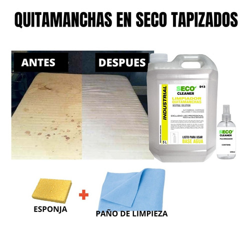 Quitamanchas En Seco 5 L Telas Cueros Plastico Gomas