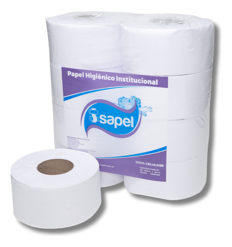 Isapel papel higiênico rolão institucional celulose pack de 8 Rolos