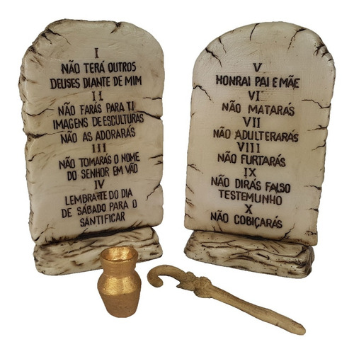 Tábuas Pedra Dos 10 Mandamentos Decorativa Resina