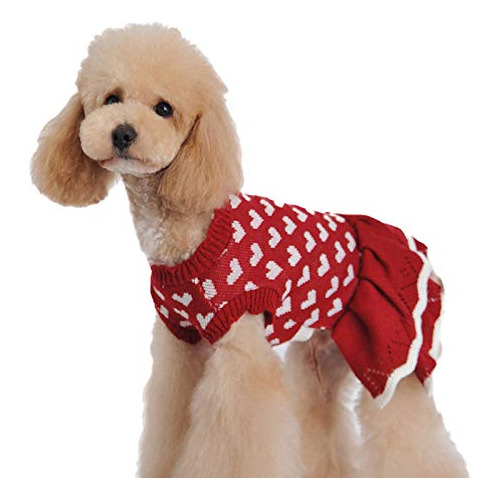 Lertree Suéter De Navidad Para Mascotas, Falda Roja De Coraz
