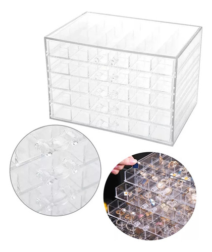 Caja Organizadora Deco Uñas 120 Divisiones Acrílico Nail Art