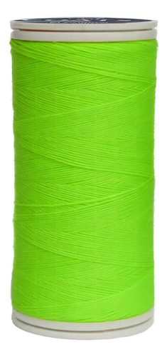 Caja 12 Pzas Hilo Coats Poliéster Liso 3 Cabos Fibra Corta Color T6980-8043 Verde Fosforescente