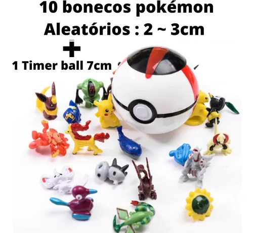 Pokebola Timer Ball 7cm Tamanho Com 10 Pokemon Aleatório