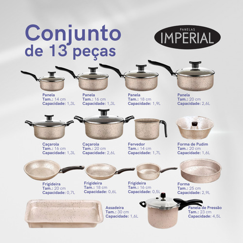 Conjunto Panelas 17 Pc Antiaderente Panela Pressão 4,5l