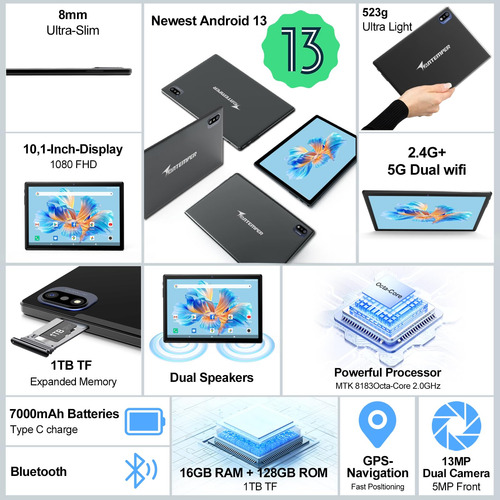 Tablet Android 13 Más Nuevo De 2024 De 10 Pulgadas, 5g Wifi