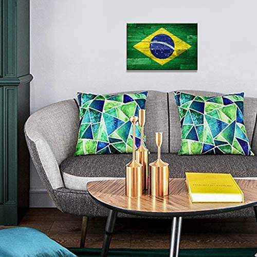 Imagen 5 de 7 de Letrero Decorativo, Bandera De Brasil, 24x32in, Daxirpi