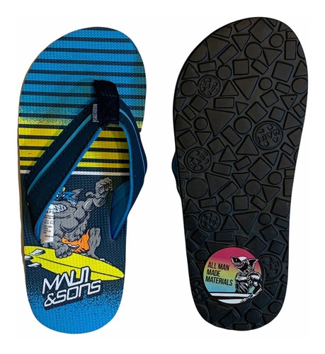Imagen 4 de 4 de Sandalias Chalas Niños Maui And Sons Full Print Azul Unisex