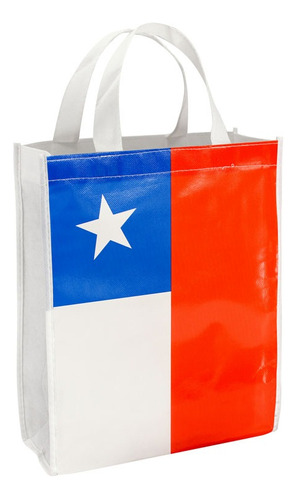 12 Bolsas Ecológica Tnt Diseño Bandera De Chile 30x40x12