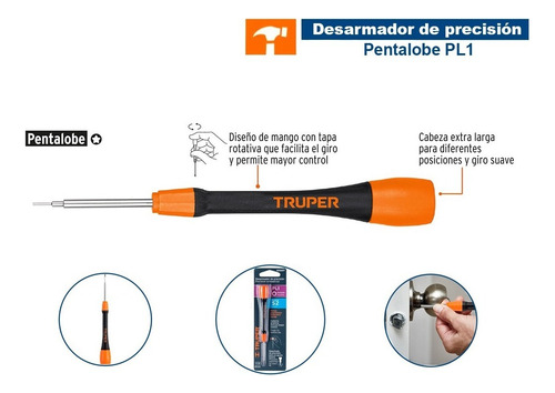 Desarmador De Precisión Pentalobe Pl1 Truper 100697