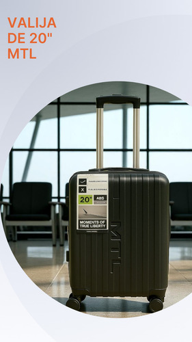 Valija Carry On 20 Pulgadas Mtl Abs Rígida Color Negro Ruedas Dobles 360° Liviana Resistente Equipaje De Mano Diseño Moderno Candado Tsa Organización Eficiente Ideal Viajes Negocios Placer Reforzada