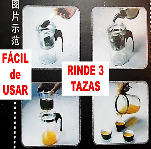 Imagen 4 de 9 de Tetera Jarra De Té Infusiones De Vidrio Con Filtro Infusión