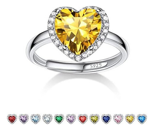 Anillos De Cristal De Corazón De Plata De Ley S925 De Bestyl