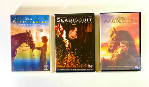 Secretariat, Seabiscuit, Cavalo De Guerra-3 Dvd De Cavalos
