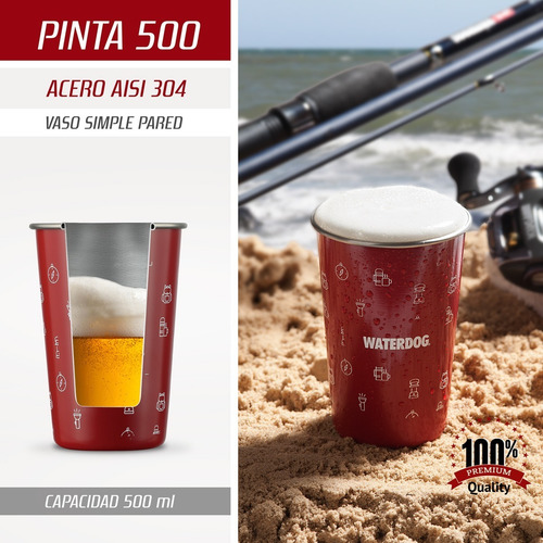 Vaso Simple Pinta 500ml Waterdog Acero Inox - Local Olivos