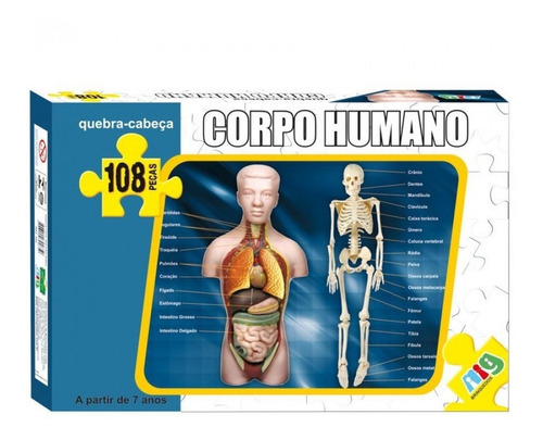 Jogo Quebra Cabeça Infantil Anatomia Corpo Humano 108pçs Nig