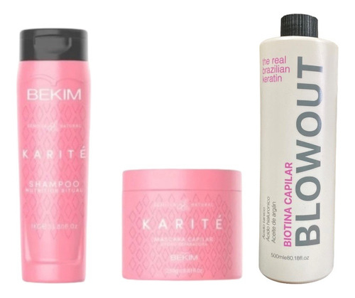 Blow Out Biotina Capilar + Shampoo + Mascara De Bekim Karite