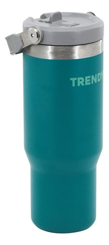 Vaso Trendy 900ml Acero Inoxidable Hermético Con Asas Verde Lisa