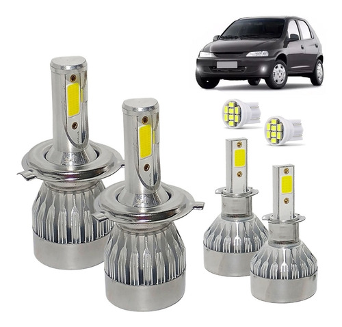 Kit Lâmpada Super Led Celta 00/05 Farol Alto Baixo Milha