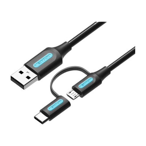 Cable Usb 2.0 A Micro Usb + Usb-c 2en1 Trenzado 1m Vention