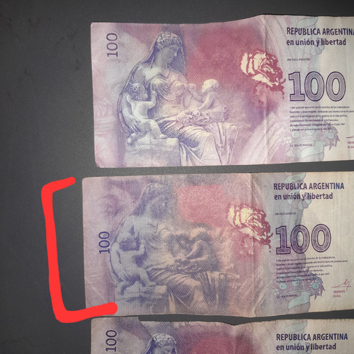 Billete 100 Pesos Con Falla De Tinta! (Usado)