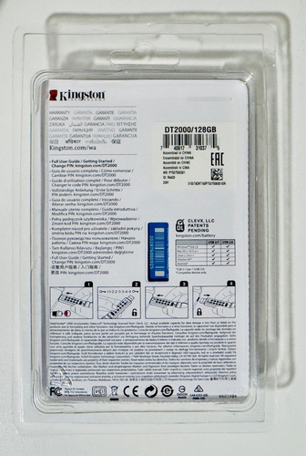 Kingston Datatraveler 2000 Dt2000/128gb Usb 3.0 Azul