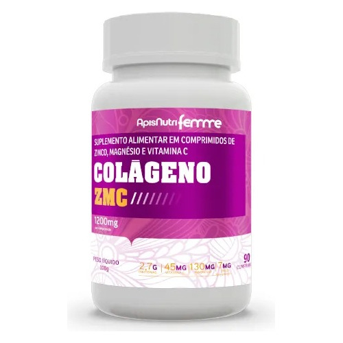 Colágeno Zmc 1200mg 90 Comprimidos Femme - Apisnutri