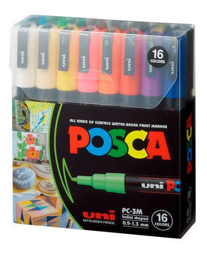 Posca Markers De 16 Colores Pc-3m 