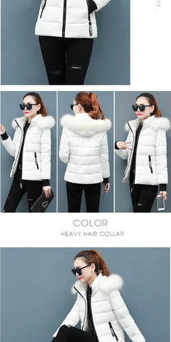 Abrigo De Algodón De Invierno Para Mujer, Cuello De Piel Rec