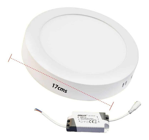 Panel Circular 12w Luz Fría Op-r129 Opalux