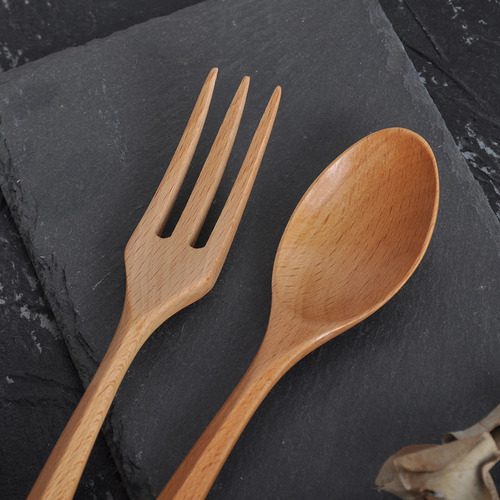 Cubertería Portátil De Madera Con Tenedor Y Cuchara Reutiliz