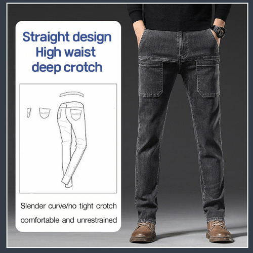 Pantalones Casuales De Jeans Elásticos De Pierna Recta Para
