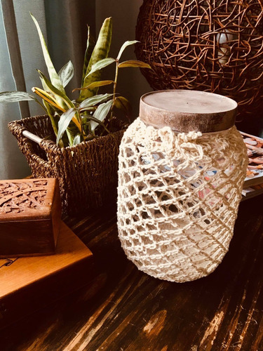 Frasco Grande 23cm Con Funda Crochet Y Tapa De Regalo