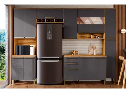 Cozinha Completa Nápoli Prime 5 Peças (2aéreos+1balcão+1pane