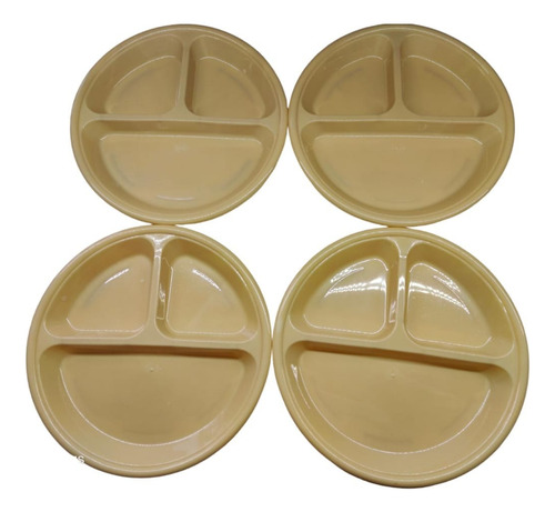 Plato De 3 Divisiones Pack De 100pzs Color Beige Mayoreo