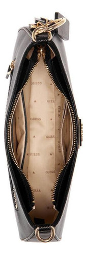 Bolso De Hombro Guess Noelle Con Cierre Superior Negro Y 3 R