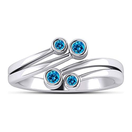 Anillos - Blue Topaz Girls Bypass Adjustable Toe Ring In Pur