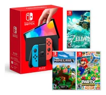 Comprar Switch Oled Neon + Zelda Tears + Minecraft+ Mario Superstar