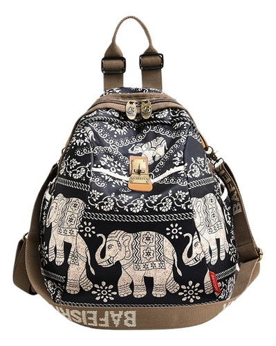 Mochila Estampada De Estilo Étnico Para Mujer, Versátil De M