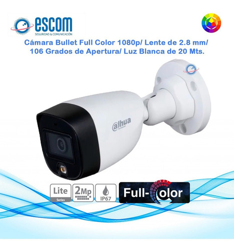 Cámara Bullet Full Color 1080p Dahua Hac-hfw1209c-led