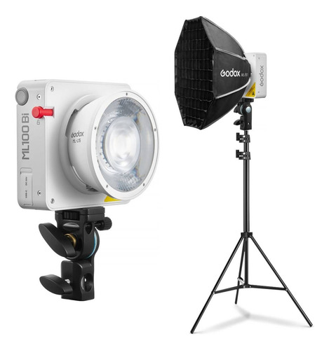 Iluminador Led Godox Ml100bi Com Soft Box Octa 50cm E Tripé