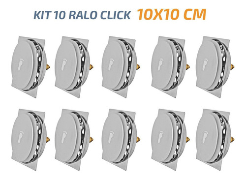 Kit 10 Ralo Click Quadrado 10x10 Inox Veda Cheiro E Insetos