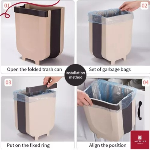 Lixeira Extensível Dobrável Retrátil Portas Gavetas Pendurar Cor Branco