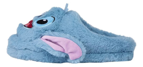 Pantuflas Dama Stitch Suaves Peluche Afelpadas Azul Stda