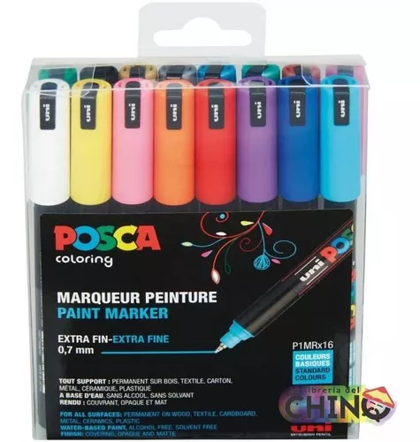 Estuche X 16 Marcador Uni Posca Pc-1mr 0,7mm Punta Metalica