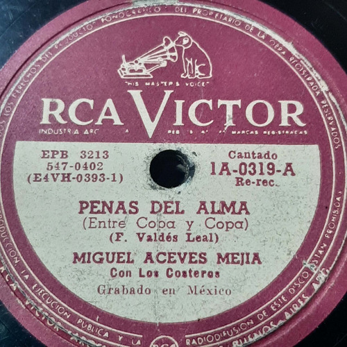 Pasta Miguel Aceves Mejia Los Costeros Rca Victor C259