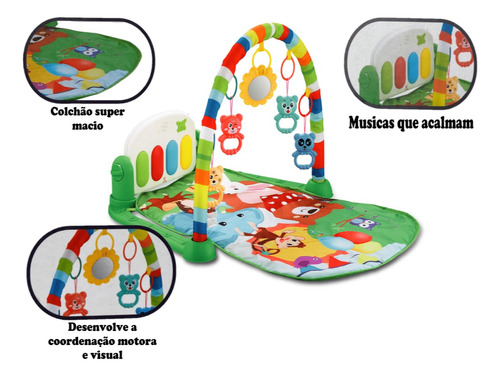 Kit Tapete P/ Bebes Ginásio Estimula E Luminária Inteligente Branco